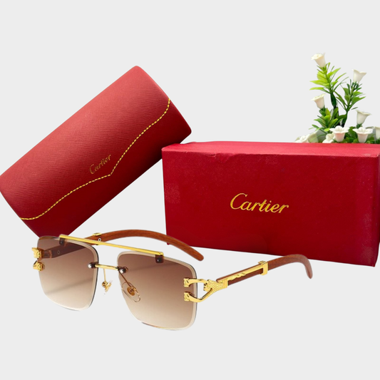 Cartier - R509 - Golden Wood Glasses β Trandeez