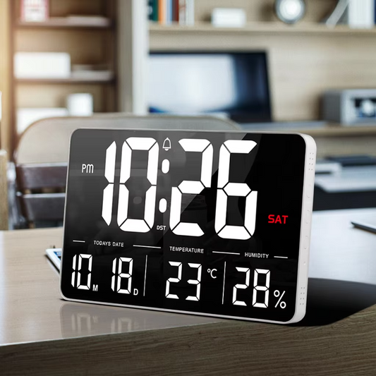 LED WiFi Wall Clock 13'' – Time, Temperature & Humidity Display for Living Room or Office