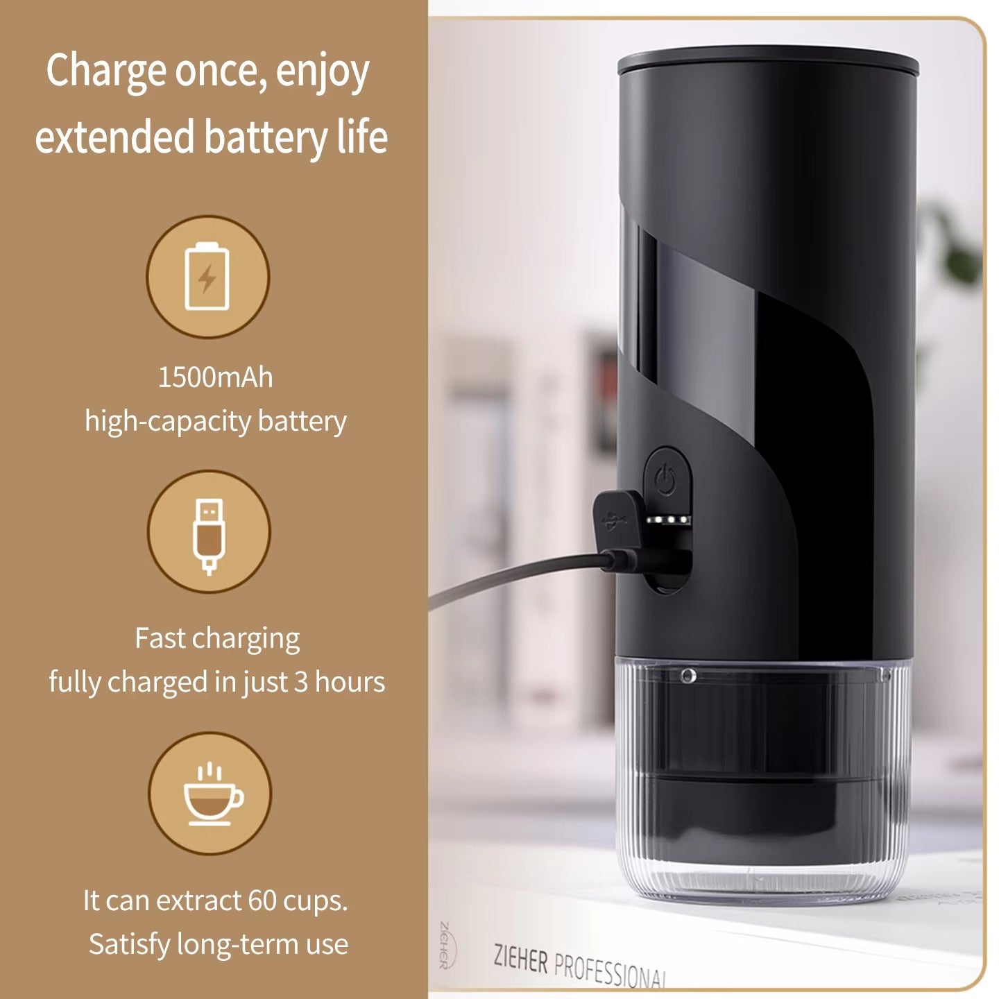 Portable Outdoor Espresso Machine 2025 – USB-C Electric Coffee Maker