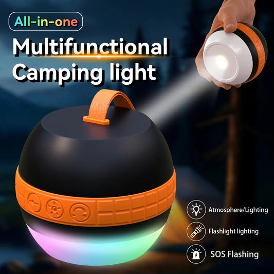 Portable Tent Lamp & Bluetooth Speaker – Ideal for Camping & Travel