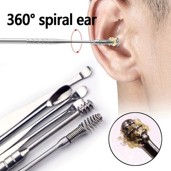 Pack Off 6 Ear Pick With Storage Bag Dig Ear Wax Remover Cleaner Care Portable Travel Kit Cleaner Spoon