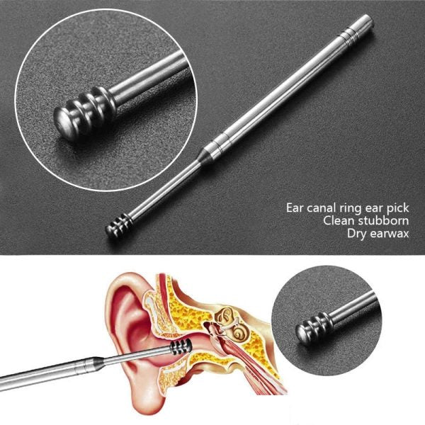 Pack Off 6 Ear Pick With Storage Bag Dig Ear Wax Remover Cleaner Care Portable Travel Kit Cleaner Spoon