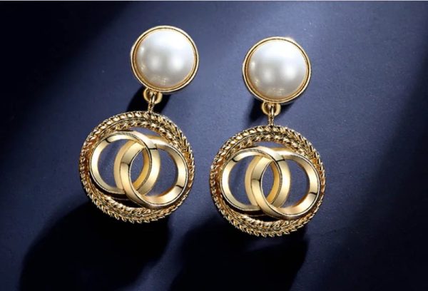 Pearl Stud With Circular Drop Earring European Style Earrings For Women