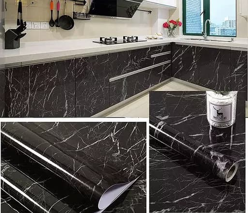 Self-Adhesive Marble Sheet – Waterproof & Heat-Resistant (Black)